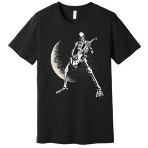 Rock And Roll Skeleton Moon Guitar Premium T-Shirt