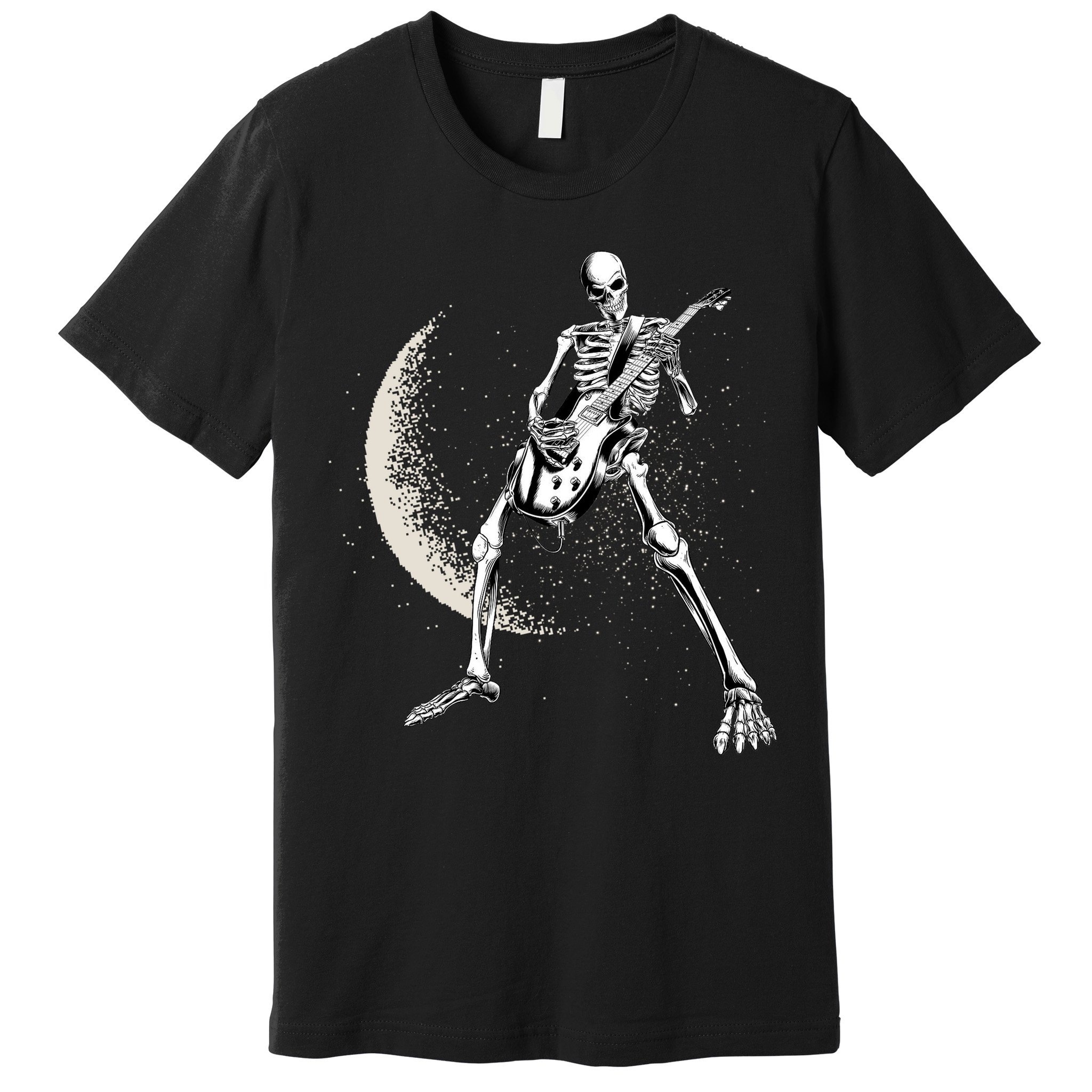 Rock And Roll Skeleton Moon Guitar Premium T-Shirt