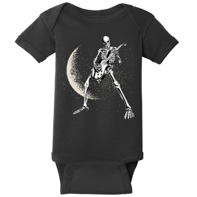 Rock And Roll Skeleton Moon Guitar Baby Bodysuit