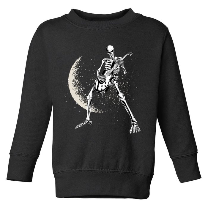 Rock And Roll Skeleton Moon Guitar Toddler Sweatshirt