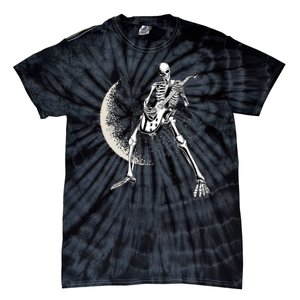 Rock And Roll Skeleton Moon Guitar Tie-Dye T-Shirt