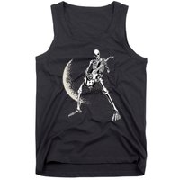 Rock And Roll Skeleton Moon Guitar Tank Top