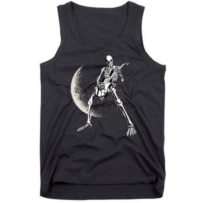 Rock And Roll Skeleton Moon Guitar Tank Top