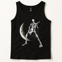Rock And Roll Skeleton Moon Guitar Tank Top