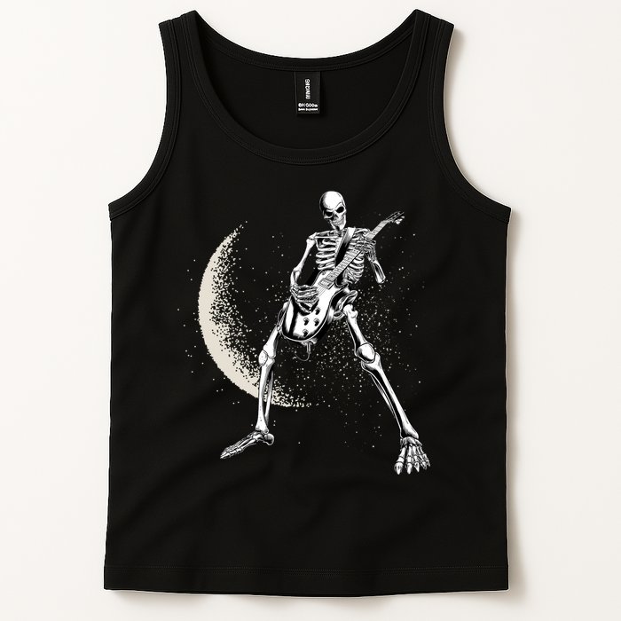 Rock And Roll Skeleton Moon Guitar Tank Top