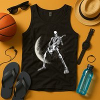 Rock And Roll Skeleton Moon Guitar Tank Top