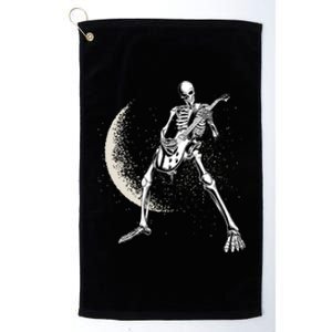 Rock And Roll Skeleton Moon Guitar Platinum Collection Golf Towel