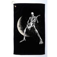 Rock And Roll Skeleton Moon Guitar Golf Towel