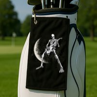 Rock And Roll Skeleton Moon Guitar Golf Towel