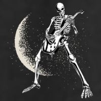 Rock And Roll Skeleton Moon Guitar Golf Towel