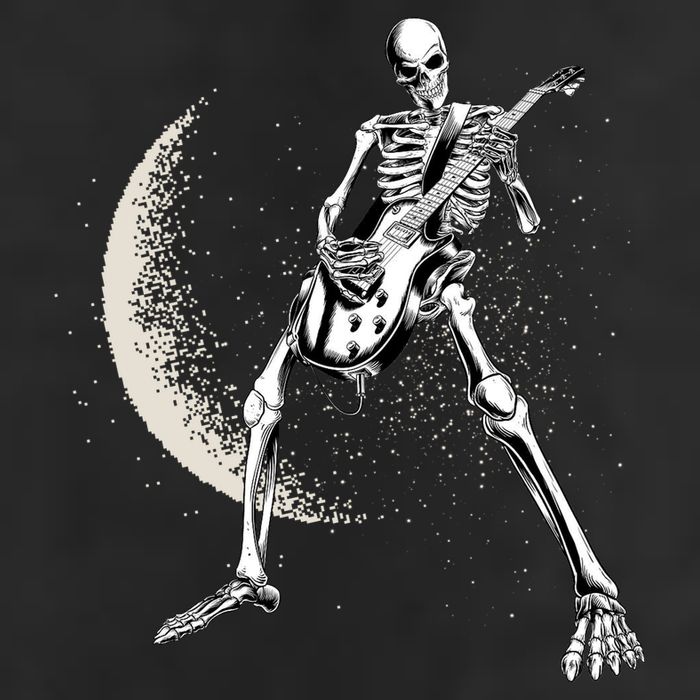 Rock And Roll Skeleton Moon Guitar Golf Towel