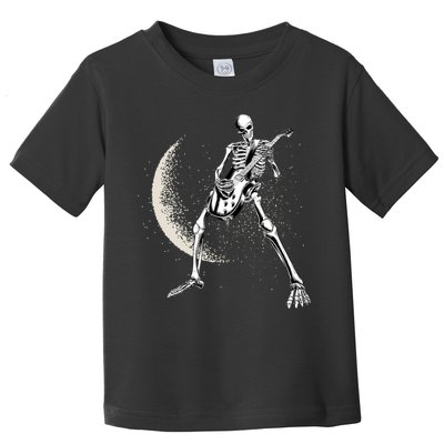 Rock And Roll Skeleton Moon Guitar Toddler T-Shirt