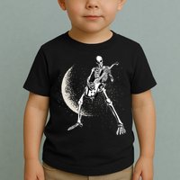 Rock And Roll Skeleton Moon Guitar Toddler T-Shirt