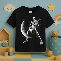 Rock And Roll Skeleton Moon Guitar Toddler T-Shirt