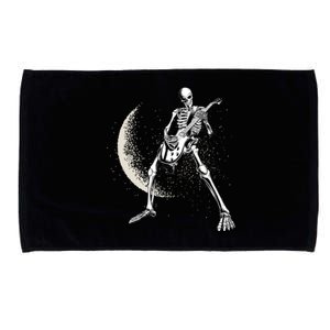 Rock And Roll Skeleton Moon Guitar Microfiber Hand Towel