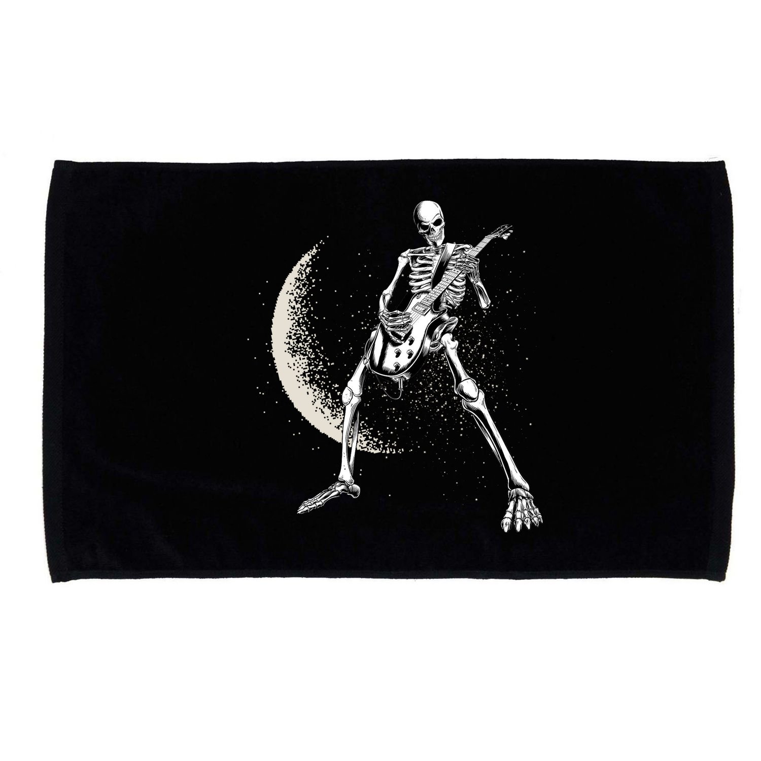Rock And Roll Skeleton Moon Guitar Microfiber Hand Towel
