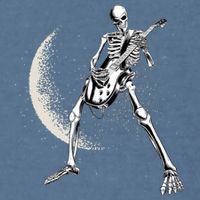 Rock And Roll Skeleton Moon Guitar Garment-Dyed Sweatshirt
