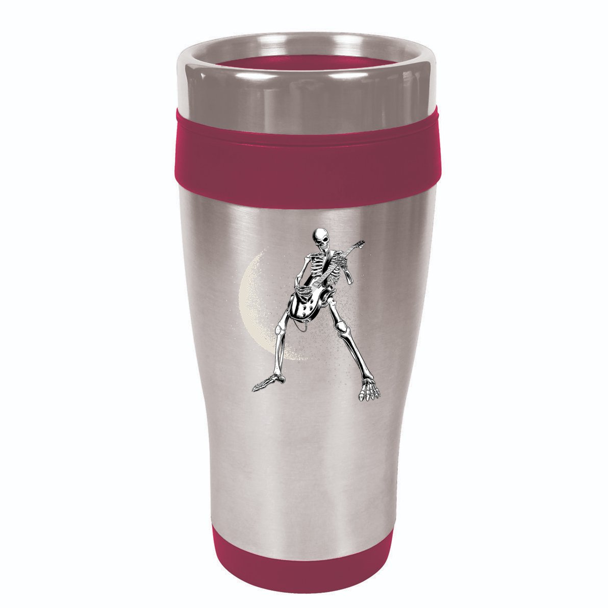 Rock And Roll Skeleton Moon Guitar 16oz Travel Tumbler