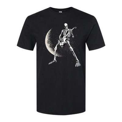 Rock And Roll Skeleton Moon Guitar Softstyle CVC T-Shirt