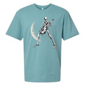 Rock And Roll Skeleton Moon Guitar Sueded Cloud Jersey T-Shirt