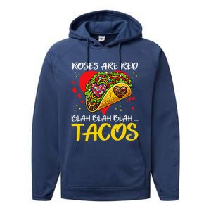 Roses Are Red Blah Tacos Funny Valentine Day Performance Fleece Hoodie