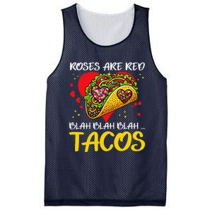 Roses Are Red Blah Tacos Funny Valentine Day Mesh Reversible Basketball Jersey Tank