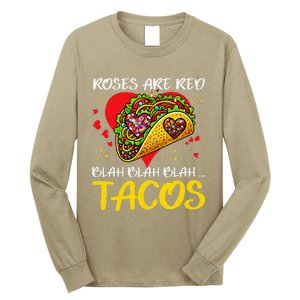 Roses Are Red Blah Tacos Funny Valentine Day Long Sleeve Shirt