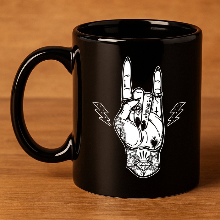 Rock And Roll Festival Art Tattoo 11oz C Handle Ceramic Mug