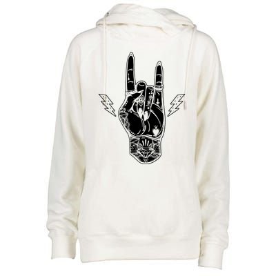 Rock And Roll Festival Art Tattoo Womens Funnel Neck Pullover Hood