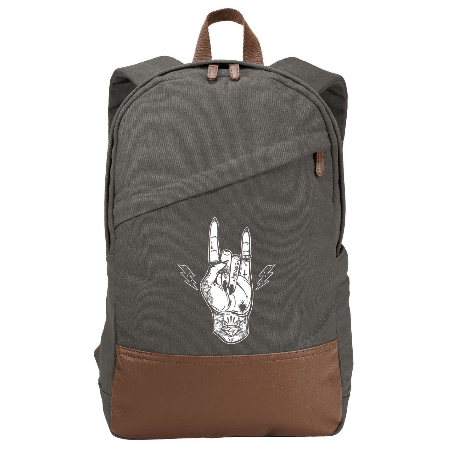 Rock And Roll Festival Art Tattoo Cotton Canvas Backpack