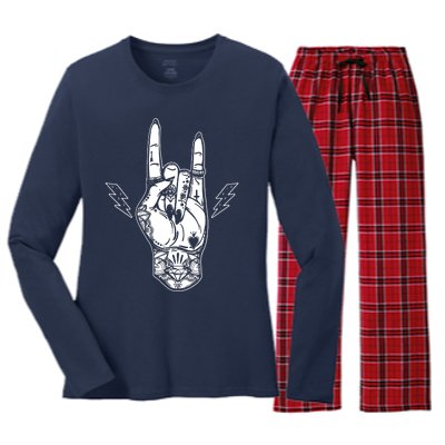 Rock And Roll Festival Art Tattoo Women's Long Sleeve Flannel Pajama Set 