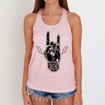 Rock And Roll Festival Art Tattoo Women's Knotted Racerback Tank