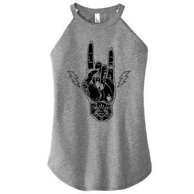 Rock And Roll Festival Art Tattoo Women’s Perfect Tri Rocker Tank