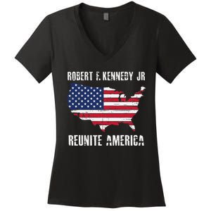 Reunite America RFK Kennedy Democrat President 2024 Women's V-Neck T-Shirt