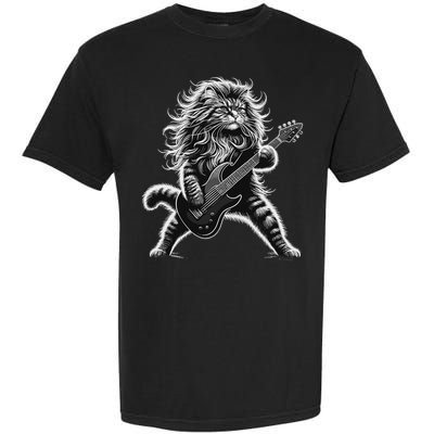 Rock And Roll Cat Playing Guitar Garment-Dyed Heavyweight T-Shirt