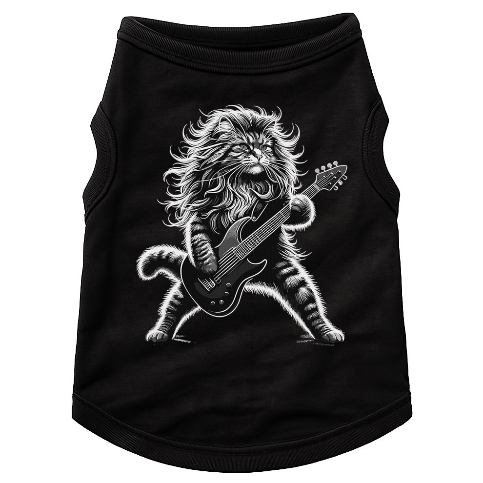 Rock And Roll Cat Playing Guitar Doggie Tank