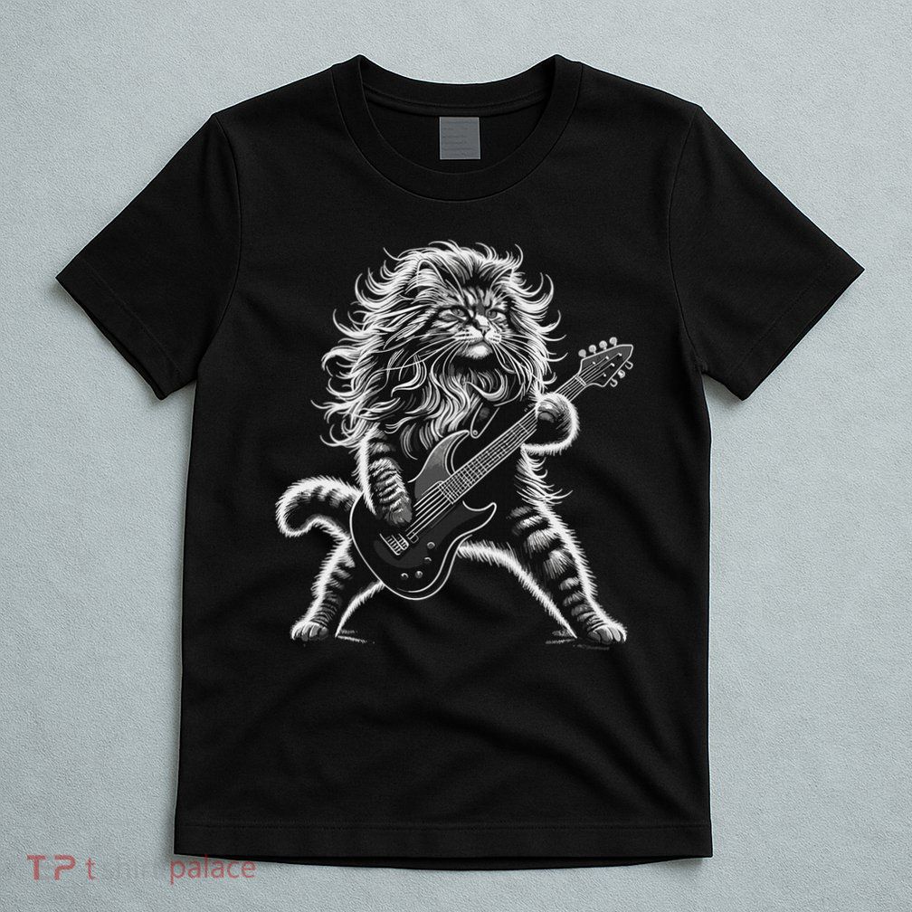 Rock And Roll Cat Playing Guitar T-Shirt
