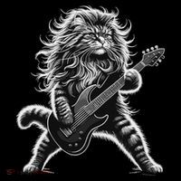 Rock And Roll Cat Playing Guitar Button