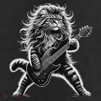 Rock And Roll Cat Playing Guitar 11oz C Handle Ceramic Mug