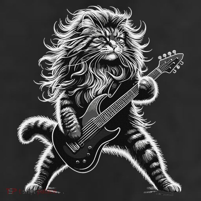 Rock And Roll Cat Playing Guitar 11oz C Handle Ceramic Mug