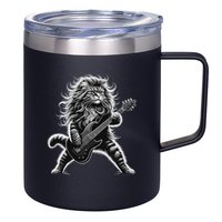 Rock And Roll Cat Playing Guitar 12oz Stainless Steel Coffee Mug