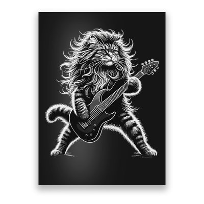 Rock And Roll Cat Playing Guitar Poster
