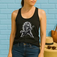 Rock And Roll Cat Playing Guitar Womens Tank Top