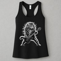 Rock And Roll Cat Playing Guitar Womens Tank Top