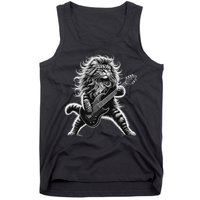 Rock And Roll Cat Playing Guitar Tank Top