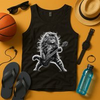 Rock And Roll Cat Playing Guitar Tank Top
