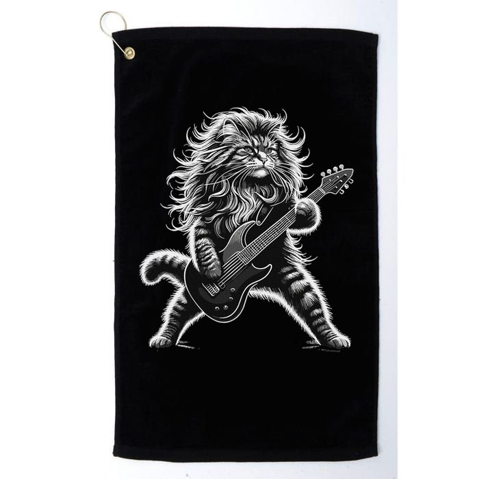 Rock And Roll Cat Playing Guitar Golf Towel