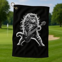 Rock And Roll Cat Playing Guitar Golf Towel