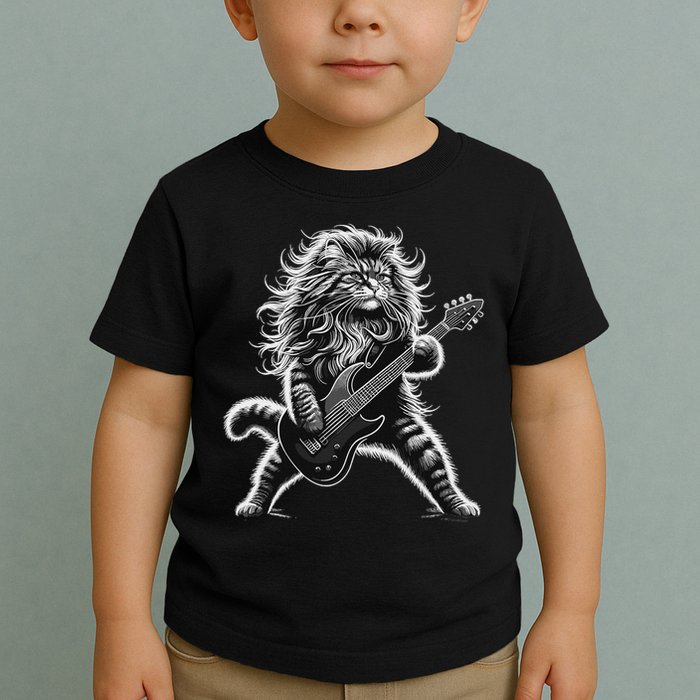 Rock And Roll Cat Playing Guitar Toddler T-Shirt