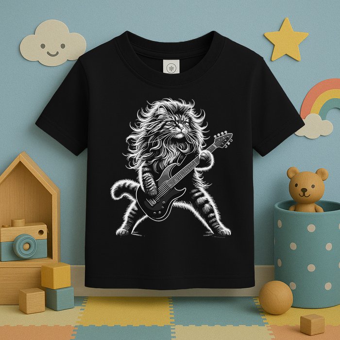 Rock And Roll Cat Playing Guitar Toddler T-Shirt